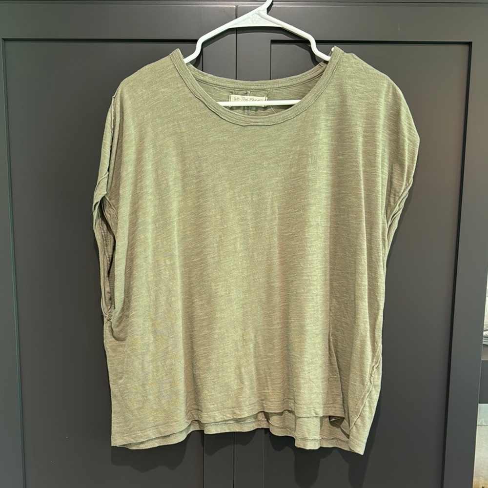 Free People Green Boxy Sleeveless T-Shirt